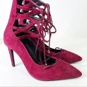 Jeffrey Campbell Burgundy Cage Heels Pointed Toe SZ 6.5